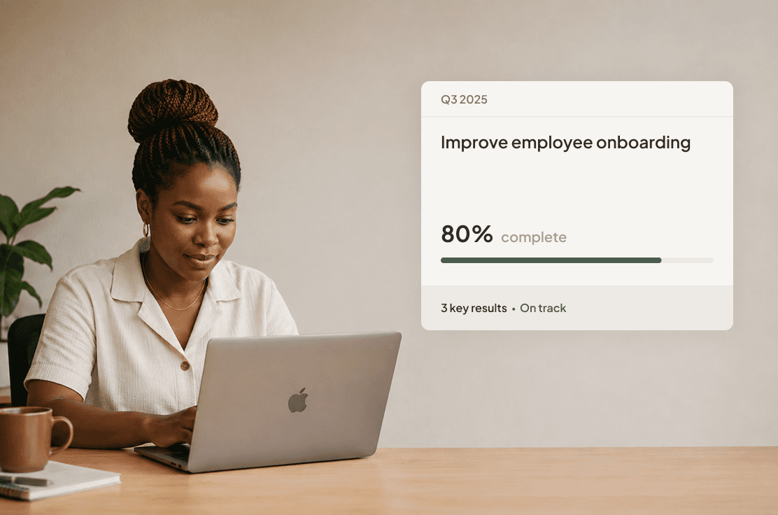 An employee updating a goal's progress in Grove